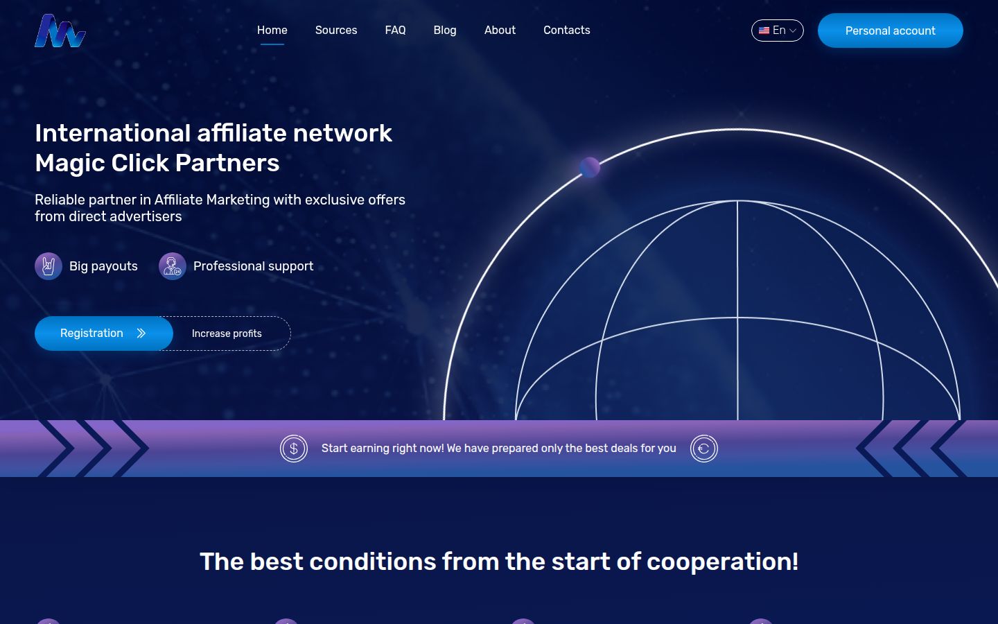 Главная страница сайта Magic Click Partners